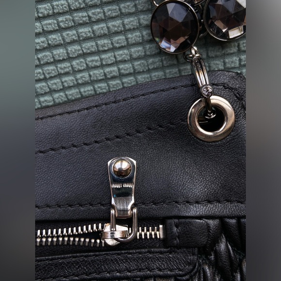 MIU MIU BLACK NAPPA LEATHER MATELASSE CRYSTAL CHAIN STRAP SHOULDER FLAP BAG - Picture 15 of 16